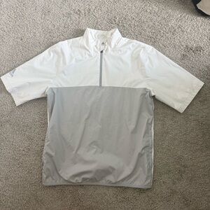 adidas Golf Climastorm Half-Zip Windshirt in White and Light Gray